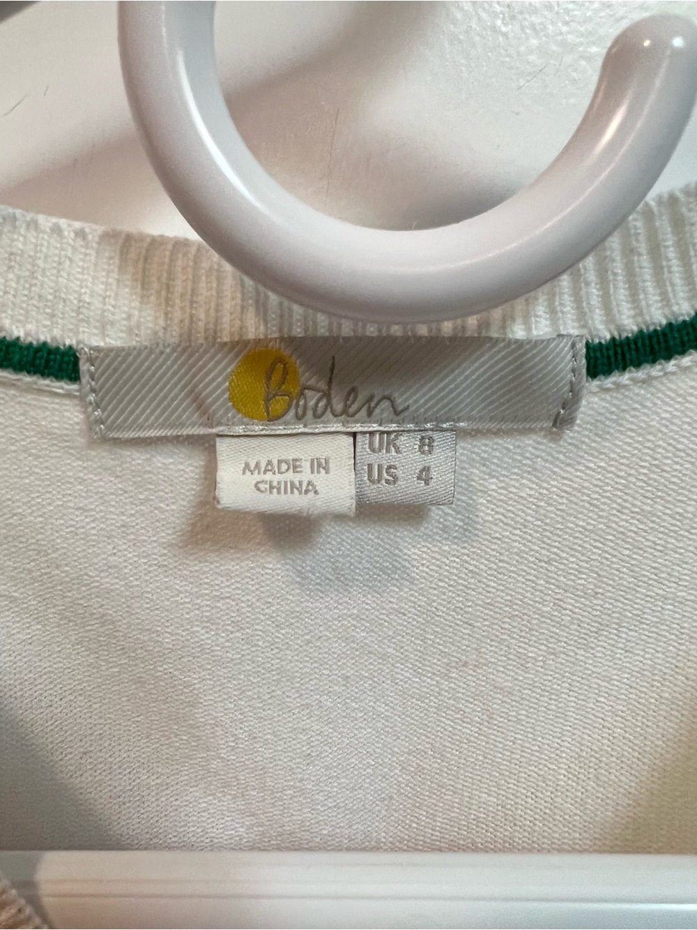 Boden White Cardigan with Multicolor Floral & Animal Embroidery (size S) - Picture 7 of 10
